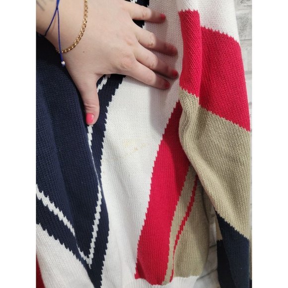 La Mode V-Neck Sweater Indian Springs Country Club Marlton NJ Red Blue Large - Picture 10 of 10